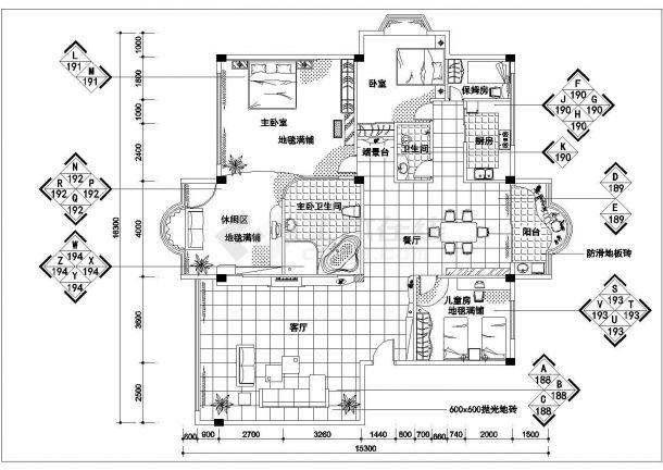 大两居户型经典装修cad施工图大样精简图-图一