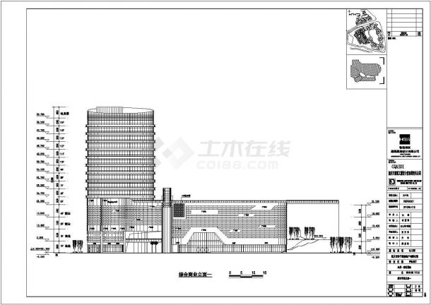 重庆15层框架结构商业综合体建筑方案设计图-图一