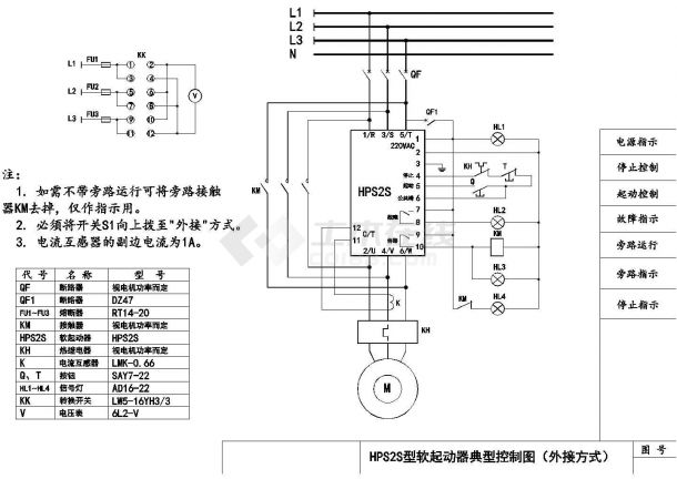 和平软起动器典型控制全套电气设计施工CAD图-图一
