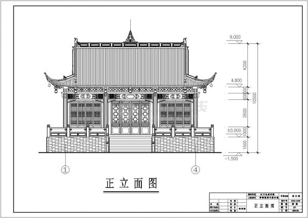汶川某单层框架结构大殿建筑施工图-图二