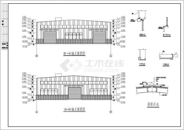 某地一单层轻钢结构厂房建筑结构施工图-图二