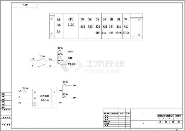 plc300接线全套电气设计施工CAD图-图一