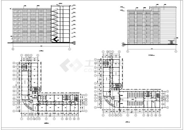 某8层办公楼框架结构cad施工设计精简图-图二
