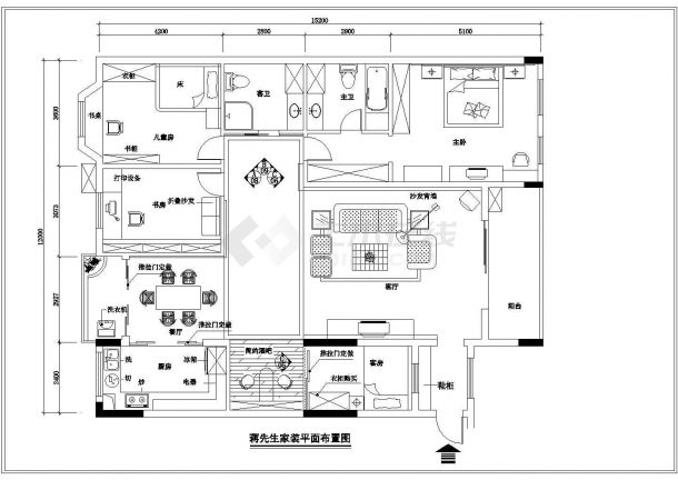 某地区住宅私宅室内装修cad施工图-图一