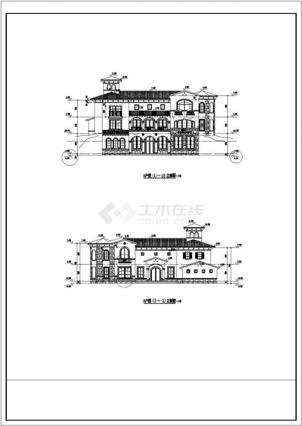 [广东]某滨海大型地中海风格独栋别墅详细设计方案图纸-图二