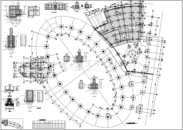 某高层钢塔框剪会展中心cad施工工程详细设计图-图二