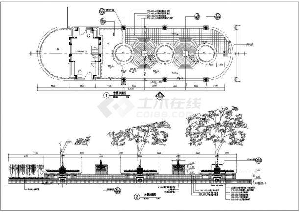 某小区入口欧式水景池全套施工图纸-图一