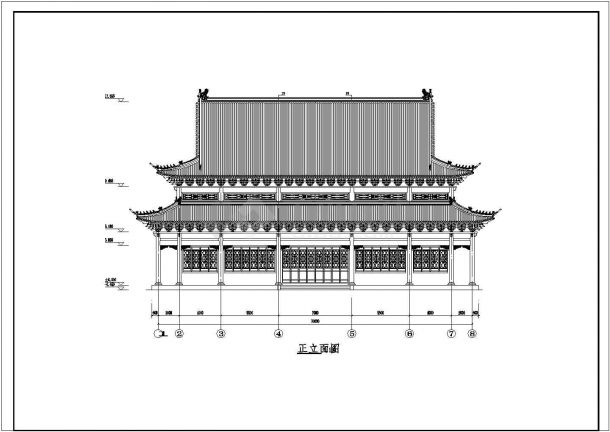 某抬梁式结构重檐歇山仿古大殿建筑设计方案图-图二