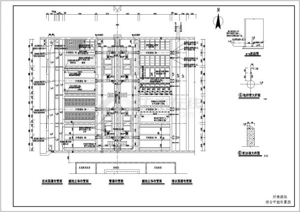 某单位厂区内滤池全套工艺流程施工图-图二