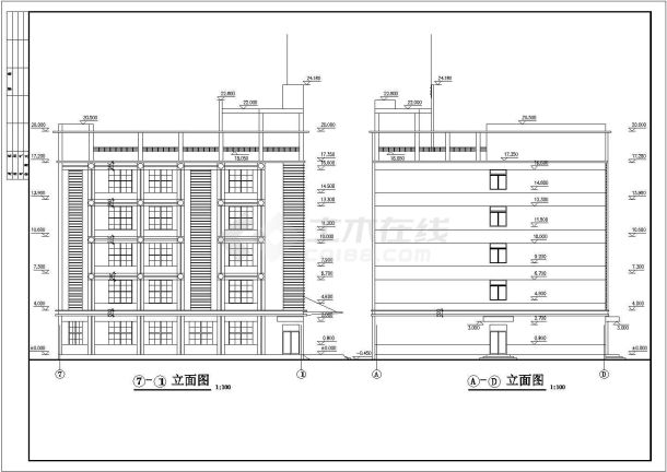 某地区5层混凝土框架结构办公楼建筑施工图-图二