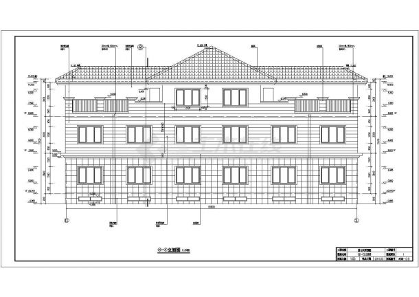 河北唐山框架结构双拼别墅建筑施工图-图二