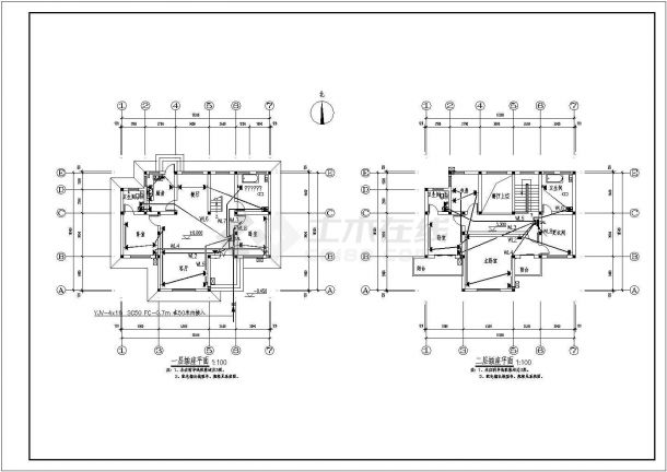 某地二层框架结构别墅电气设计施工图纸-图一