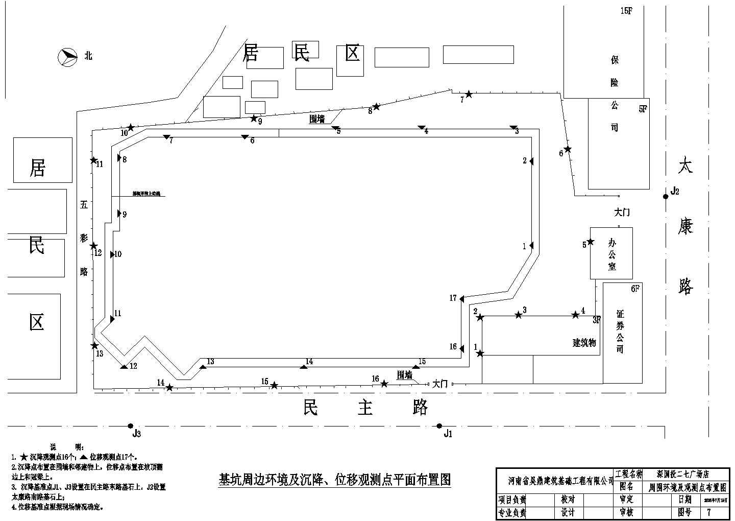 郑州市二七广场印象城基坑支护系统图