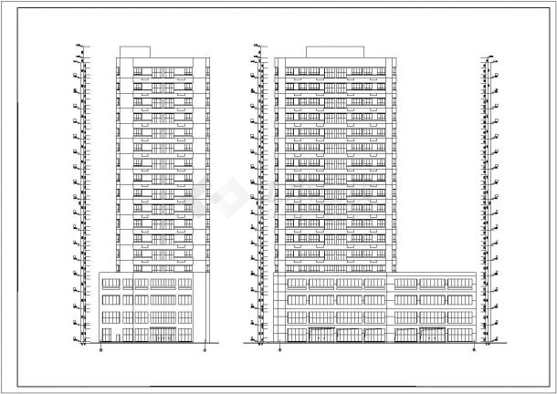 某地22层框架剪力墙结构住宅楼建筑设计方案图-图一