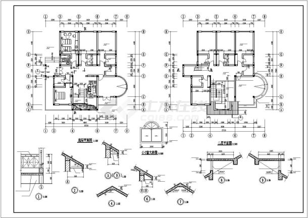 某地区时代峻峰别墅结构建筑设计CAD施工图-图二