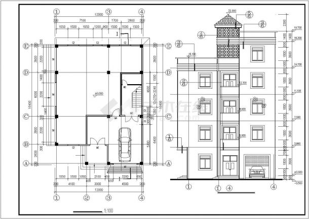 某地区旧村改造住宅楼结构建筑设计CAD施工方案图-图一