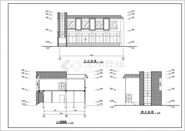 某地2层框架结构小餐馆建筑方案设计图-图一