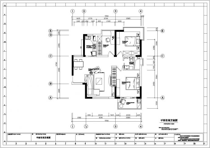 某地区大型两室一厅别墅建筑施工图（含效果图）_图1