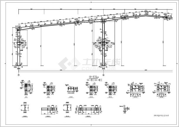 60米跨15000平米钢结构全套施工图纸-图一