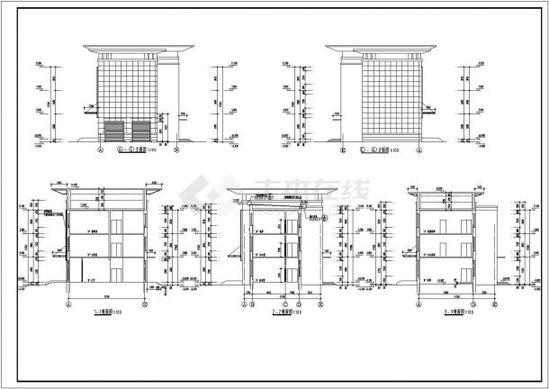某单位三层砖混结构办公室建筑设计图-图二
