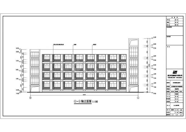 台州市长浦小学4层框架结构教学楼建筑施工图-图二