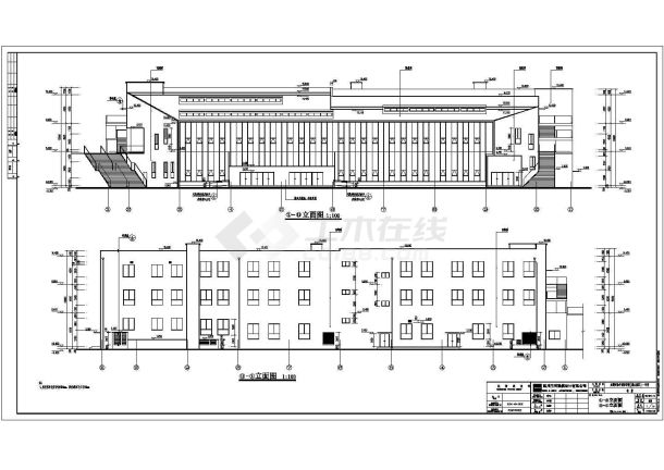 某地中学三层框架结构食堂建筑设计施工图-图一