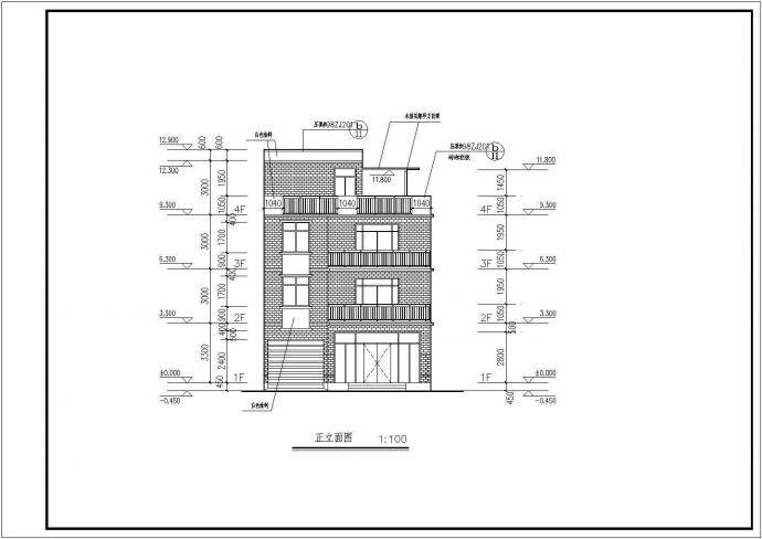 某小区四层框架结构别墅楼建筑设计图_图1