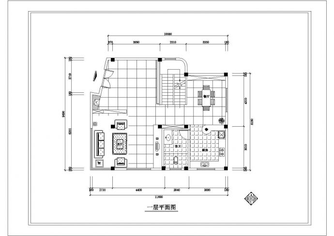 某别墅室内平面装修施工CAD详图_图1