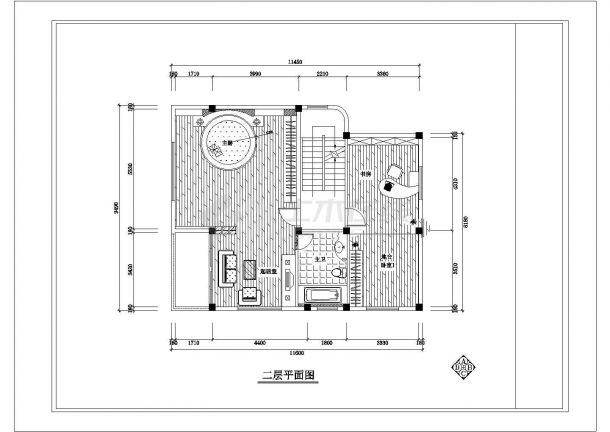 某别墅室内平面装修施工CAD详图-图二