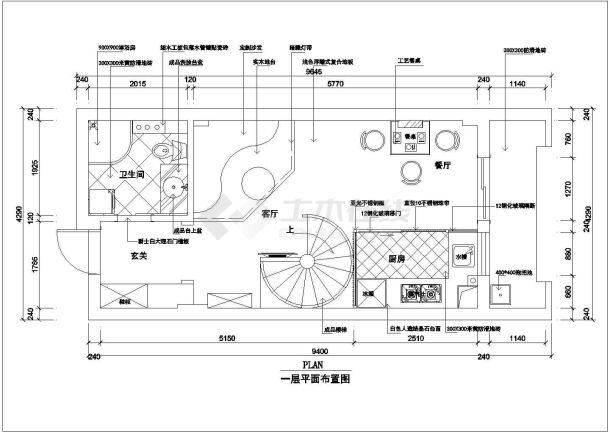 国际广场单身公寓平面装修设计cad图-图二