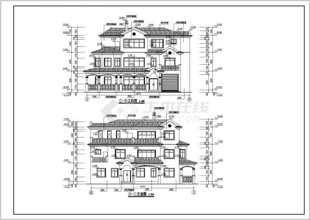 框架结构单体别墅建筑施工图（含效果图）-图一