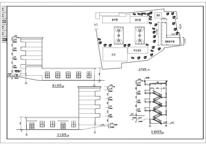 某地四层小学教学楼建筑方案设计图_图1