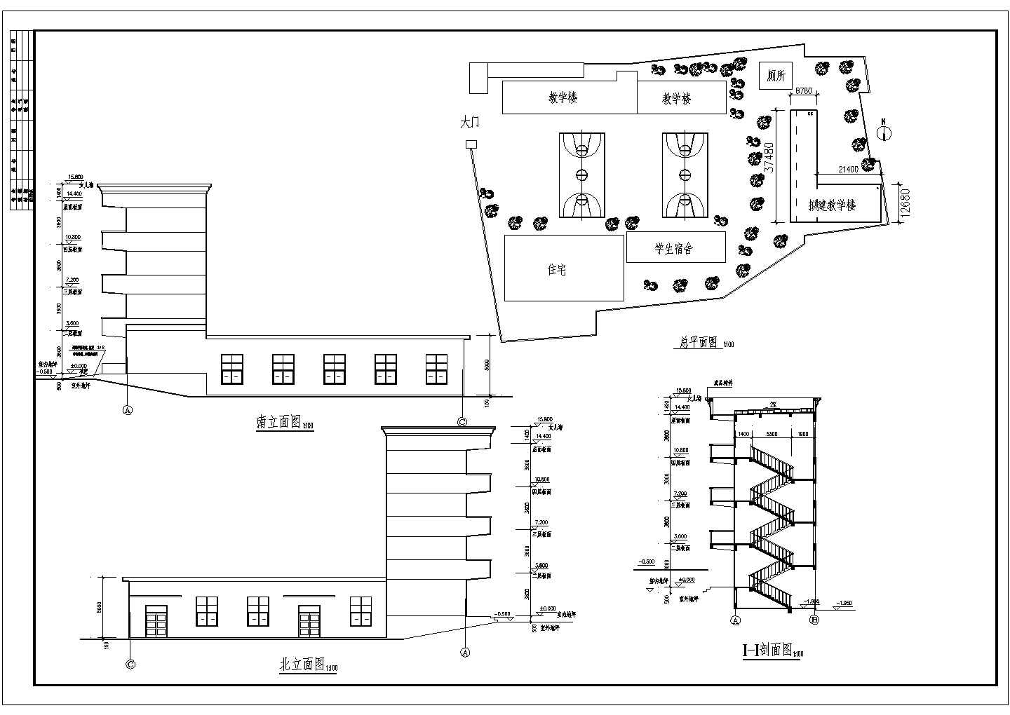 某地四层小学教学楼建筑方案设计图