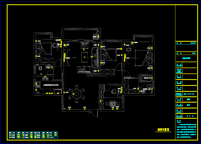 某小区四居室装修设计施工CAD图（共18张）_图1