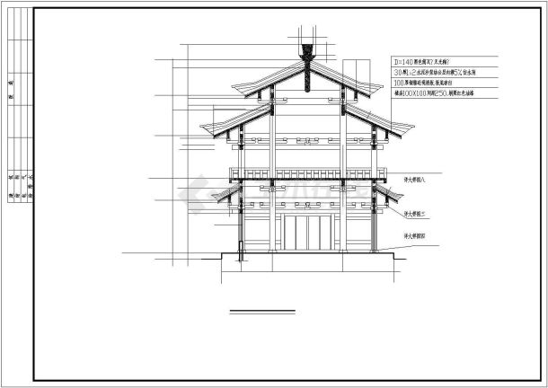 某地某古建钟鼓楼装修设计cad详图纸-图二