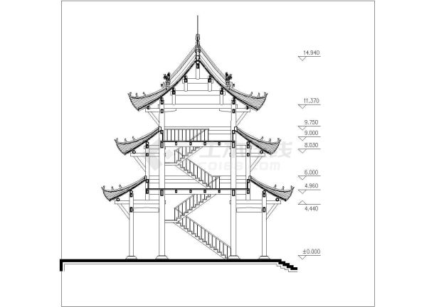 某地某古建筑设计cad详施工图纸-图一