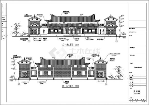 仿古建筑风格江南安息堂设计cad详图纸-图二