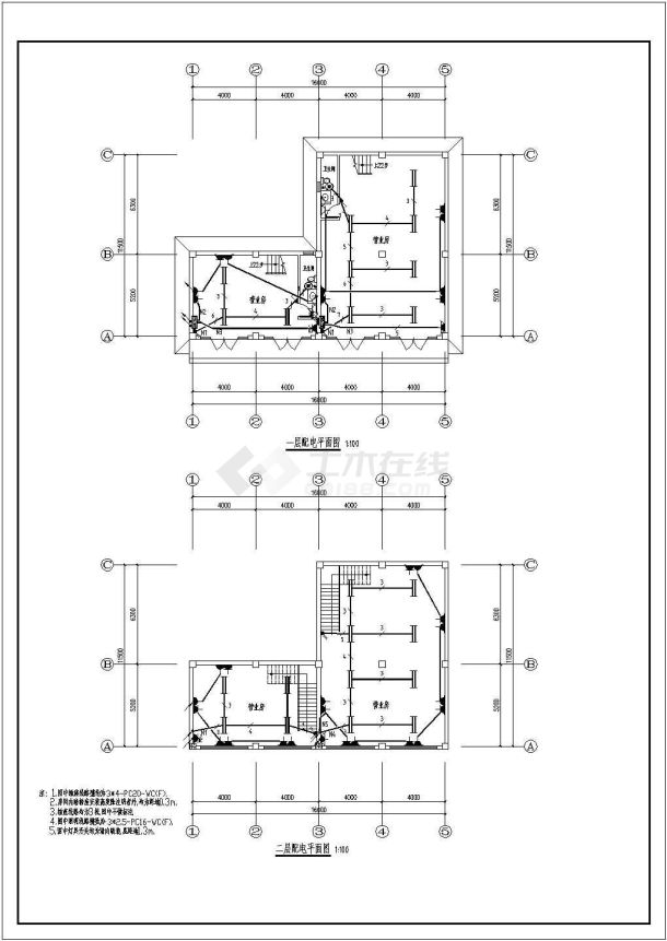 某单位二层砖混结构营业房电气设备设计图-图二