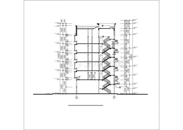 某地区3号商住楼建筑设计CAD施工平立剖面图-图二