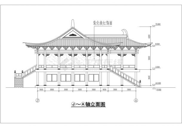 仿古建筑寺庙大殿建筑专业设计方案图纸-图二