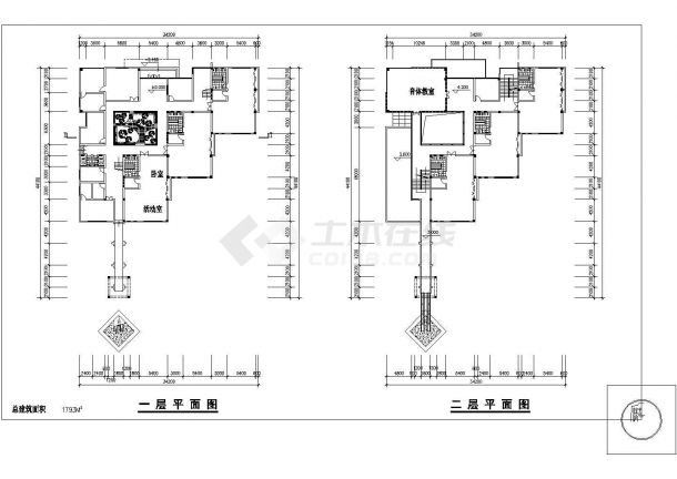 长44.1米 宽34.2米 3层1793平米幼儿园建筑设计图-图一