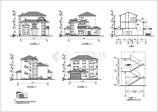 某地经典别墅设计图的CAD建筑图纸-图一