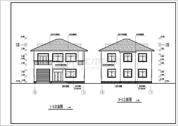 成套别墅建筑设计CAD方案施工图-图一