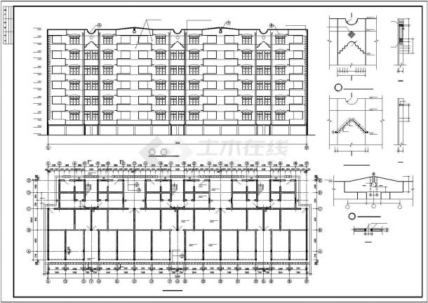 多层住宅建筑结构全套CAD施工设计精简图纸-图一