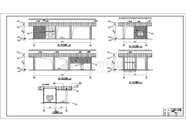 某地单层框架结构门卫房建筑设计施工图-图一