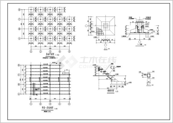 仿古草堂建筑结构设计图纸（共3张）-图二