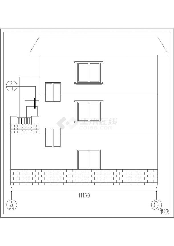 某地农村三层砖混结构房屋建筑设计施工图-图二