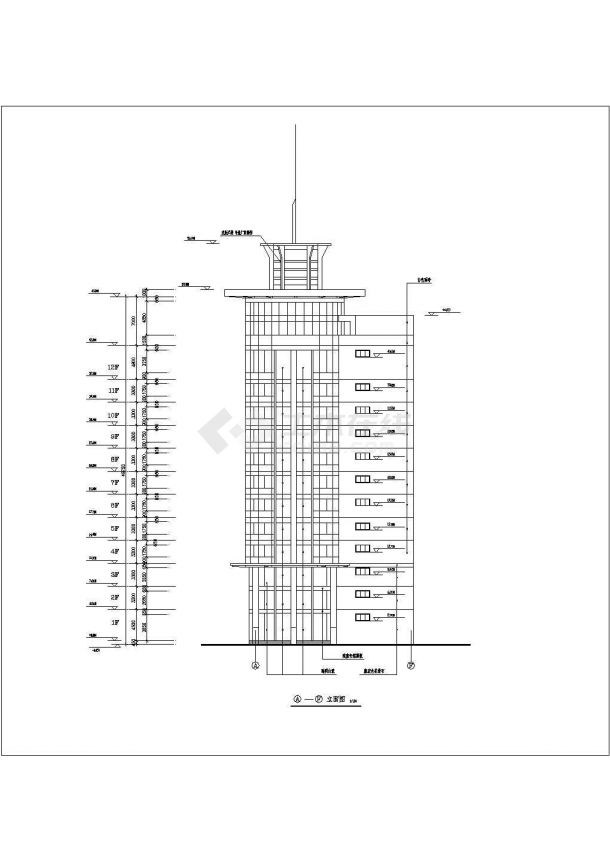 某地12层综合办公楼建筑设计方案图-图一