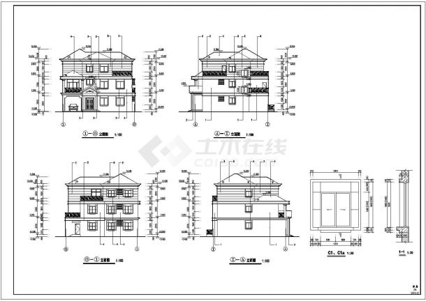 某三层砖混结构别墅建筑设计施工图-图二