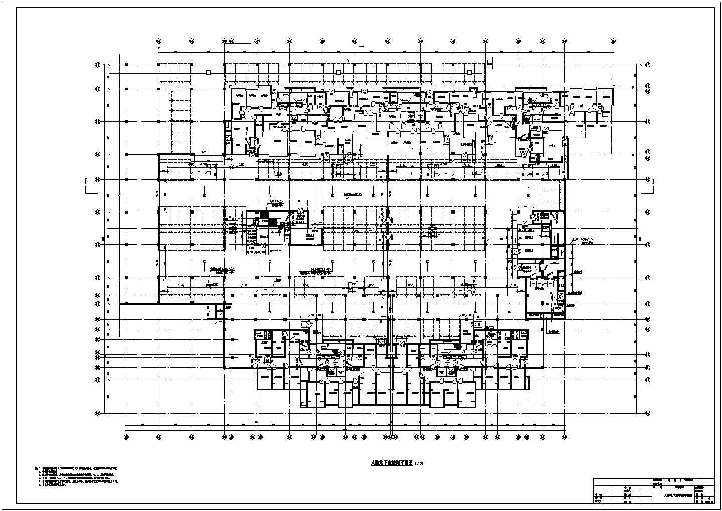 某地区地下车库建筑结构人防施工图纸